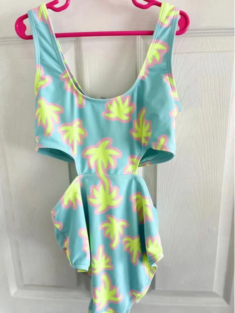 XL Girls summer swimming suite bow sides open one piece